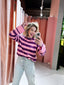 Streep Sweater - Paars/Roze