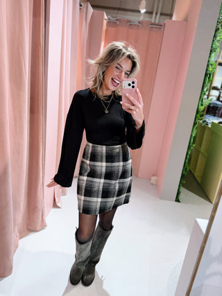 Kaitlyn Ruit Skirt - Zwart