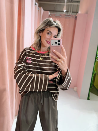 Ciao Bella Longsleeve - Bruin/Offwhite