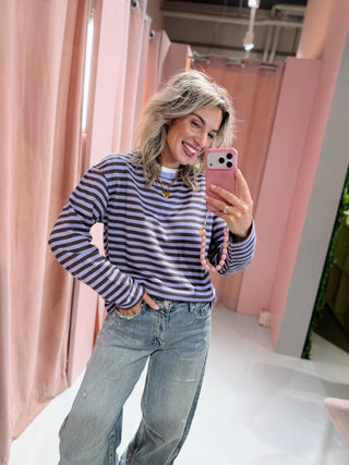 Laura Longsleeve - Lila/Grijs