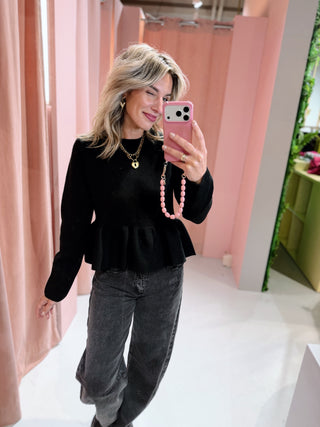 Desiree Peplum Knit - Zwart