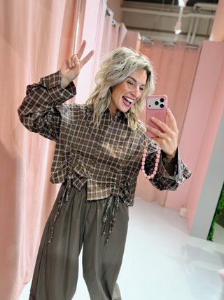 Zoe Ruit Blouse - Bruin