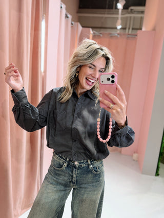 Tessa Blouse - Navy/Cognac