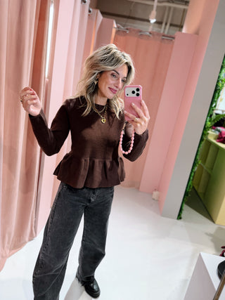 Desiree Peplum Knit - Bruin