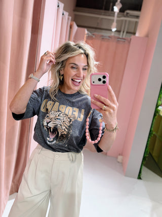 Leopard Tee - Grijs