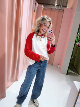 Fenna Longsleeve - Rood/Wit