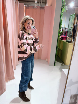 Harrison NY Sweater - Bruin/Roze