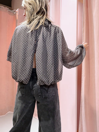 Dilara Ruit Blouse - Bruin