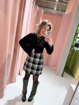 Kaitlyn Ruit Skirt - Zwart