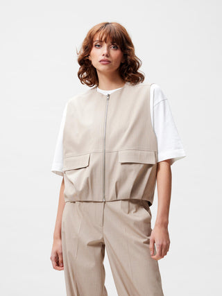 Pinstripe Bodywarmer - Cement