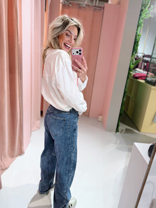 Elena Barrel Jeans - Denim