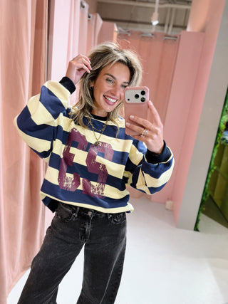 Paige Sweater - Navy/Geel