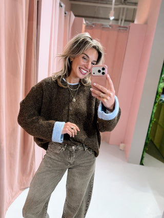 Orla Cardigan - Bruin/Blauw