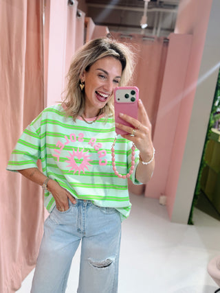 Casa Soleil Sweat Tee - Streep Mint