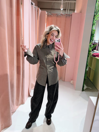 Esmee Ruit Blouse - Bruin