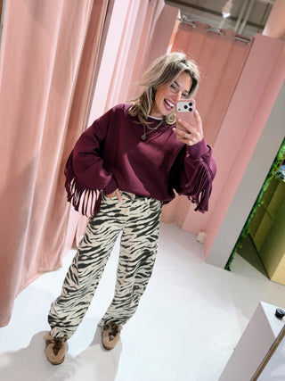 Fringe Sweater - Aubergine