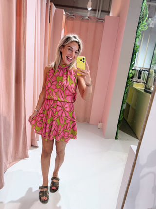Imaya Dress - Lime/Roze