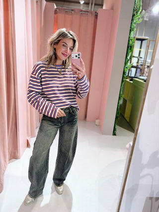 Klara Longsleeve - Off White/Bordeaux