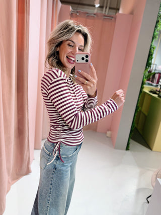 Jodie Longsleeve - Aubergine/Offwhite