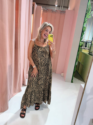 Jasmine Zebra Dress - Beige
