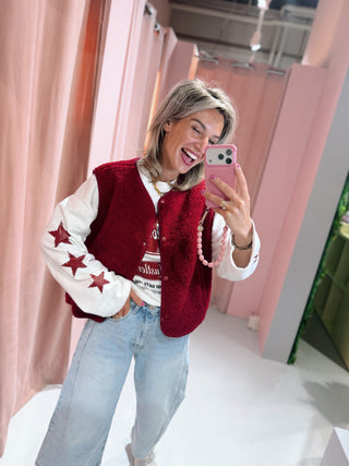 Levi Teddy Gilet - Rood