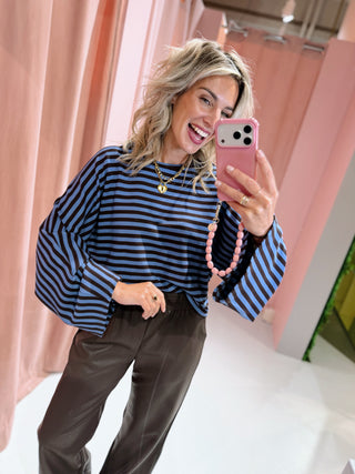 Aimee Longsleeve - Blauw/Bruin