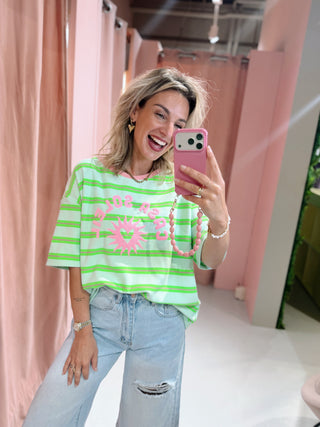 Casa Soleil Sweat Tee - Streep Mint