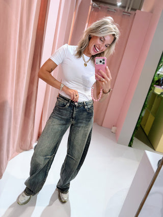 Kelly Barrel Jeans - Washed Denim