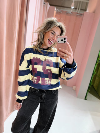Paige Sweater - Navy/Geel