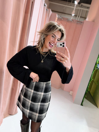 Kaitlyn Ruit Skirt - Zwart