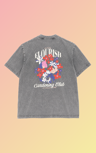 Flourish Tee - Washed Light Grey