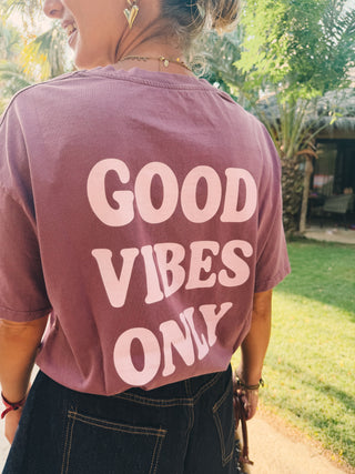 Good Vibes Tee - Washed Bordeaux