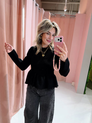 Desiree Peplum Knit - Zwart