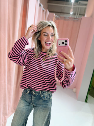 Strass Longsleeve - Roze/Bruin