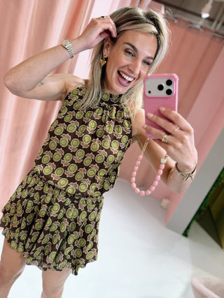 Imaya Dress - Bruin/Groen