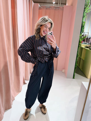 Zoe Streep Blouse - Navy