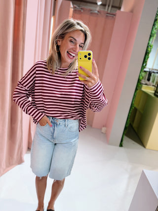 Lisa Longsleeve - Bordeaux/Lichtroze