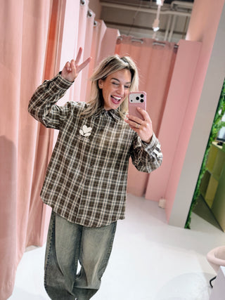 Amour Ruit Blouse - Bruin