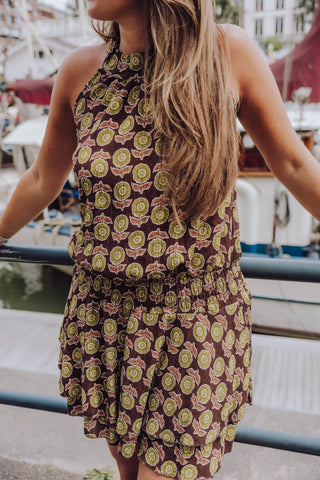 Imaya Dress - Bruin/Groen