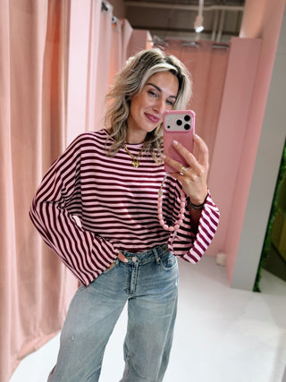 Aimee Longsleeve - Bordeaux/Roze
