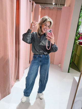 Elenor Barrel Jeans - Washed Blue