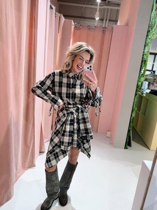 Aria Ruit Blouse - Zwart