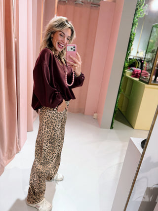Dina Barrel Jeans - Leopard