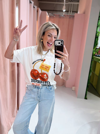 Cherry Tee - Wit