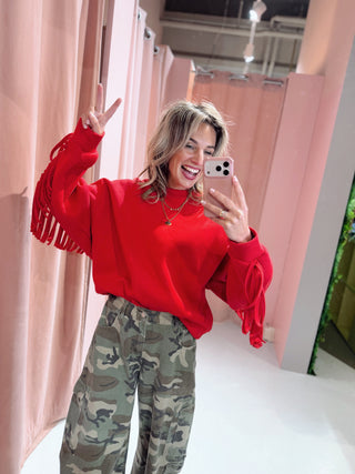 Fringe Sweater - Rood