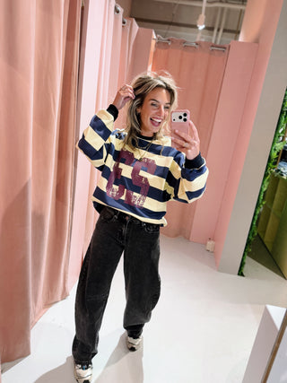 Paige Sweater - Navy/Geel