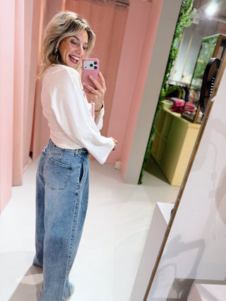 Dewi Pleated Jeans - Denim