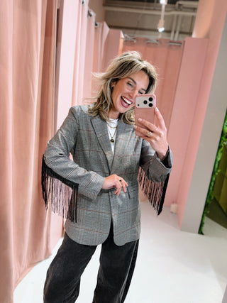 Nina Fringe Blazer - Grijs