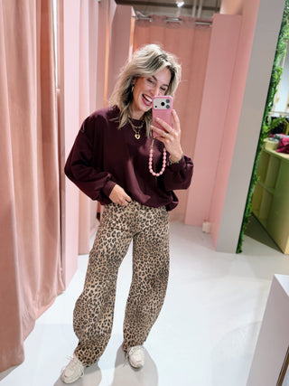 Dina Barrel Jeans - Leopard