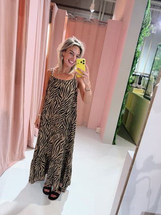 Jasmine Zebra Dress - Beige